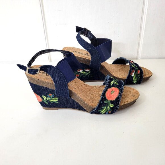 VeganBio Shoes - VeganBio Embroidered Cork Wedge Sandals